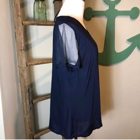 Pixley Scoop Neck Blouse, Sheer Mesh sleeve - Picture 3 of 6